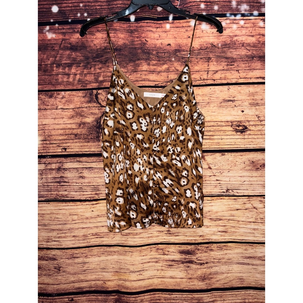 Lush Leopard Print Button Front Camisole Size XL Womens Brown Animal Print Tank